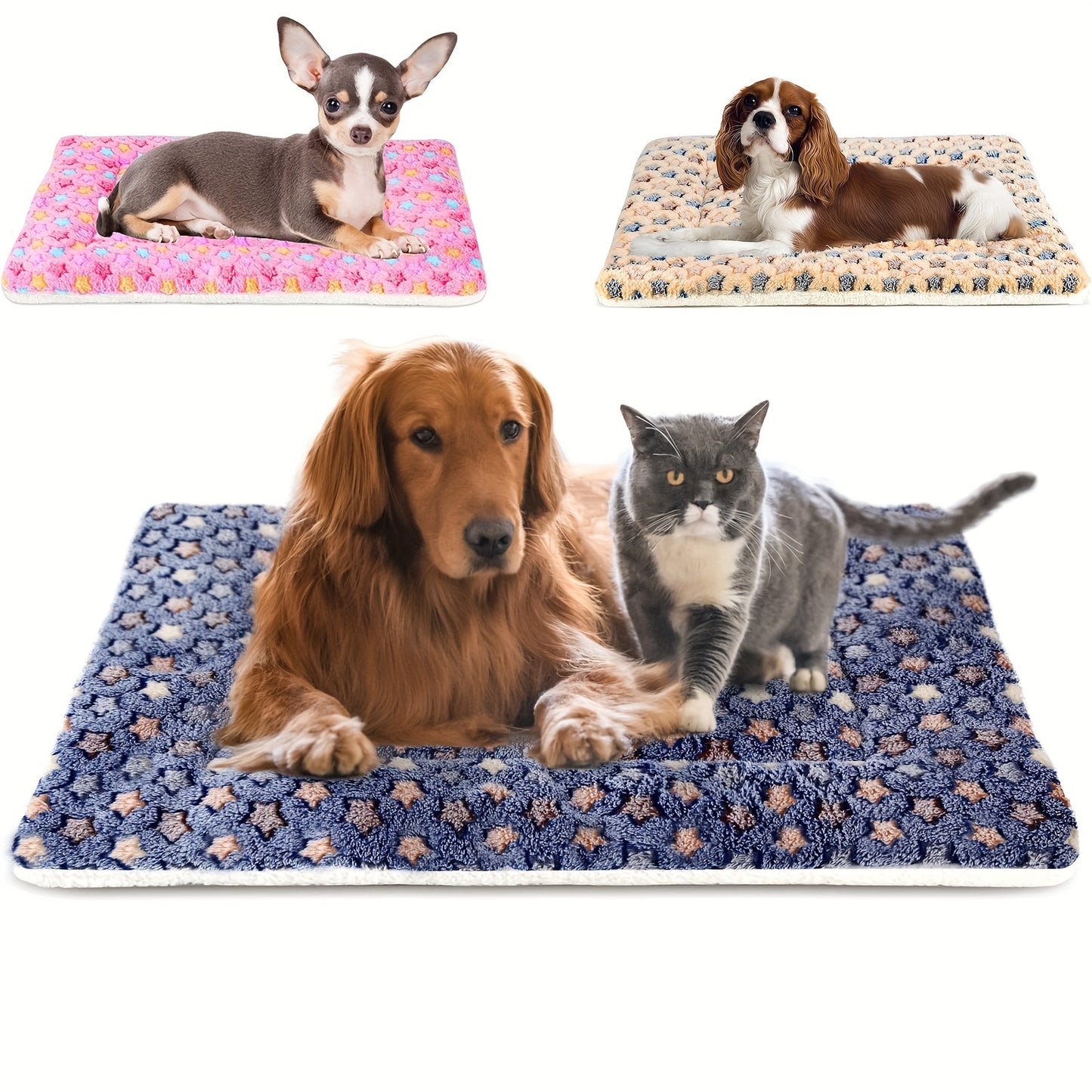 ペット犬用ベッドマット クレートパッド ソフトペットベッド 洗えるクレートマット 大型・中型・小型犬用 リバーシブルフリース犬用クレートケンネルマット 猫用ベッドライナー 超ソフト ふわふわ プレミアムフリース ペットブランケット