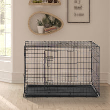 36 Inch Iron Foldable With Divider Plastic Tray Black Dog And Cat Cage