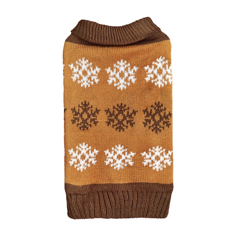 Snowflake Brown Gray Autumn And Winter New Dog Christmas Sweater