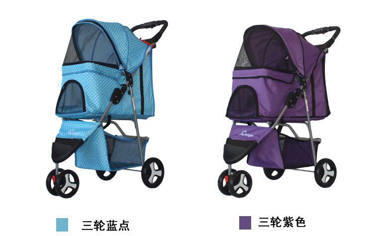 Lightweight Folding Pet Trolley Cat, Dog and Cart Three-wheeled Pet Cart Go Out Cart Supplies Dog Stroller