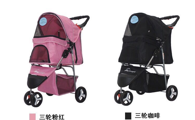Lightweight Folding Pet Trolley Cat, Dog and Cart Three-wheeled Pet Cart Go Out Cart Supplies Dog Stroller