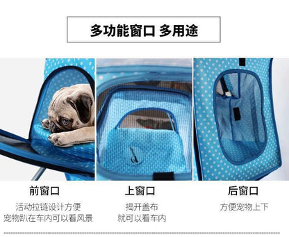 Lightweight Folding Pet Trolley Cat, Dog and Cart Three-wheeled Pet Cart Go Out Cart Supplies Dog Stroller