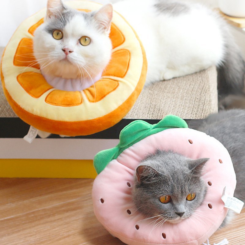 ペット猫用フルーツEカラー 綿詰め 調節可能 コットンネックリカバリーカラー
