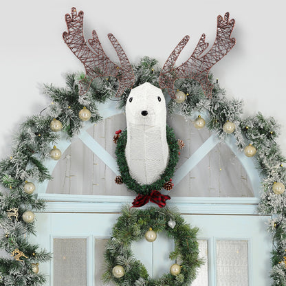 Deer Head Flower Wreath Wall Mounted Warm White Light