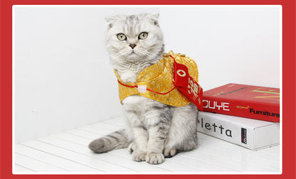 Cloak Wind Cloak Chinese Clothes New Year Kitten Red Envelope Small Warm Pet