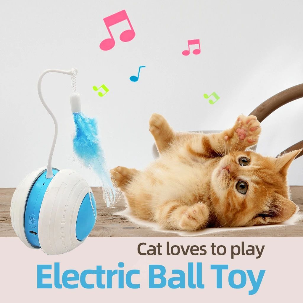 Pet Electric Toy Ball Feather Teaser Cat Stick