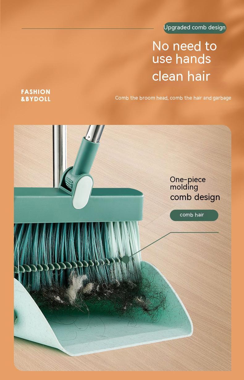 Standing Broom With Comb Teeth Dustpan Set