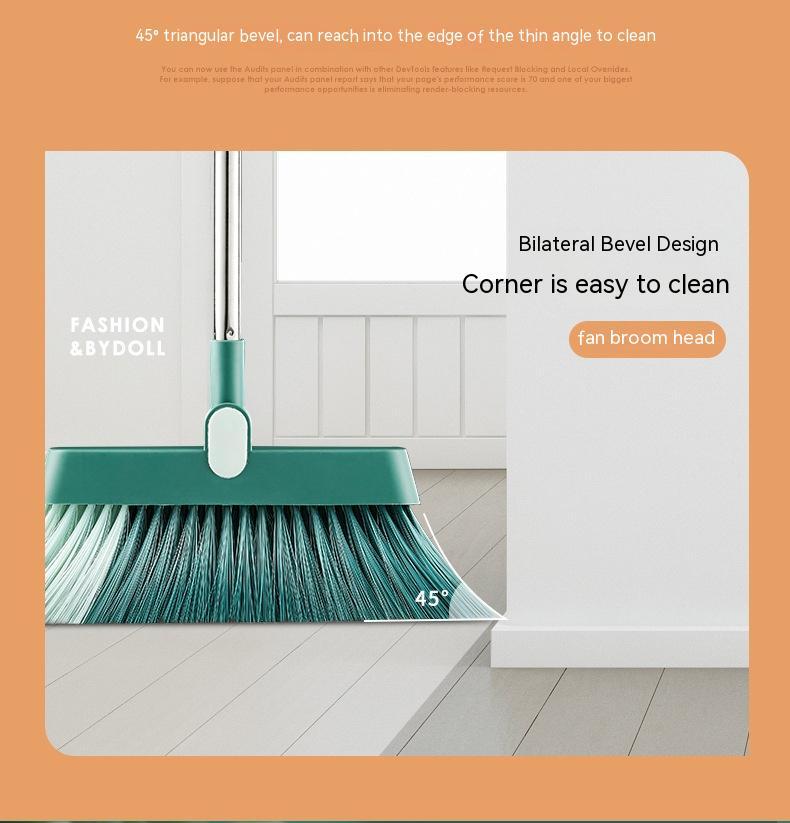 Standing Broom With Comb Teeth Dustpan Set