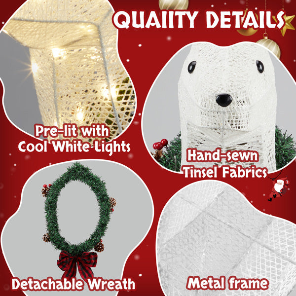 Deer Head Flower Wreath Wall Mounted Warm White Light