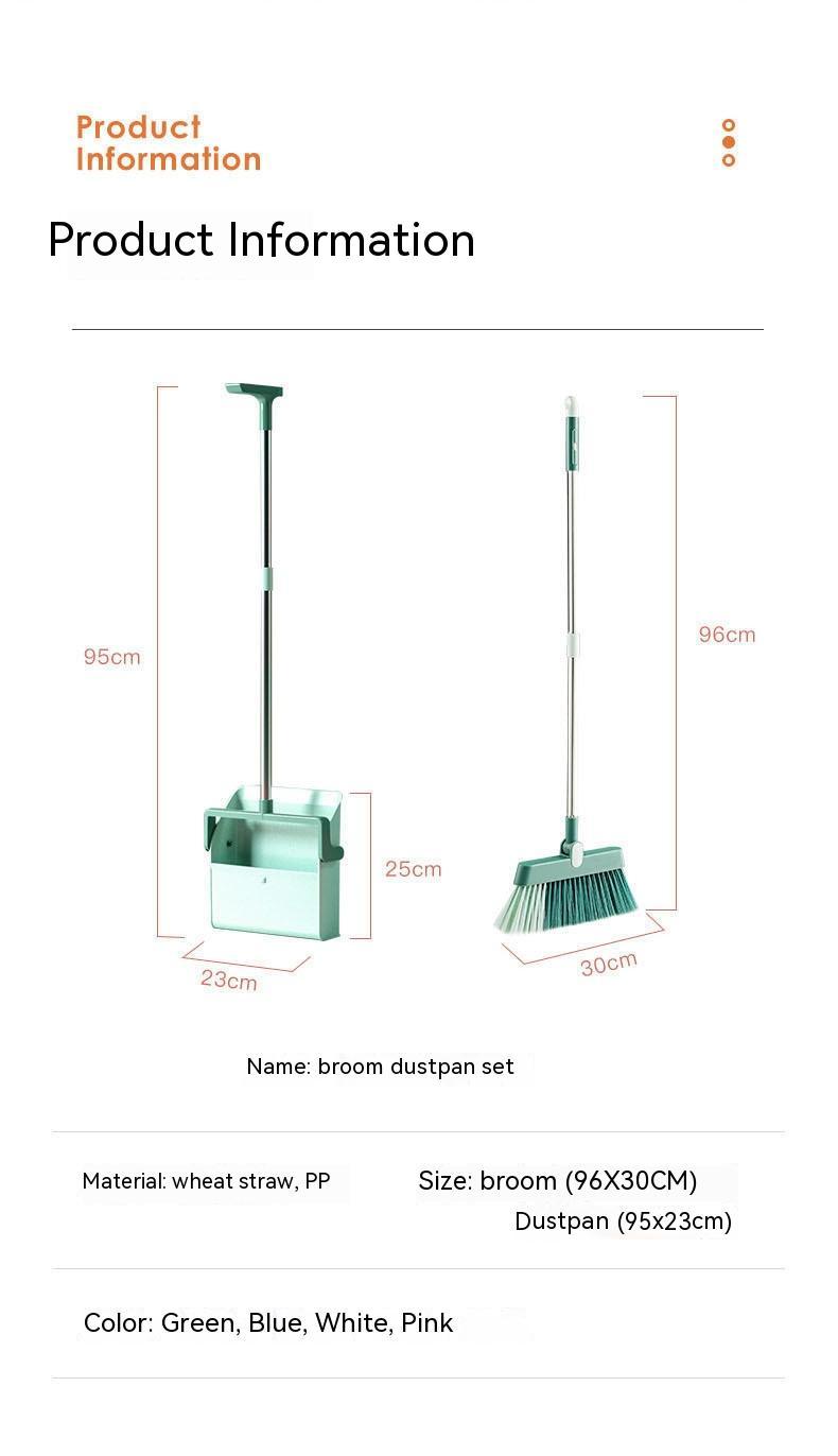 Standing Broom With Comb Teeth Dustpan Set