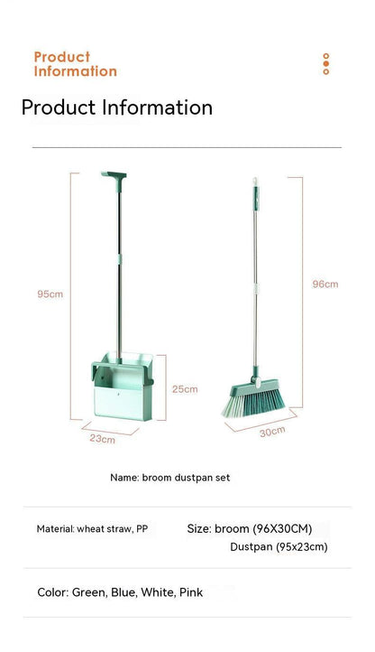 Standing Broom With Comb Teeth Dustpan Set