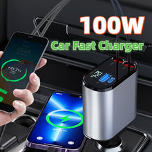金屬車用充電器 100W 超快速充電汽車點煙器 USB 和 TYPE-C 轉接器