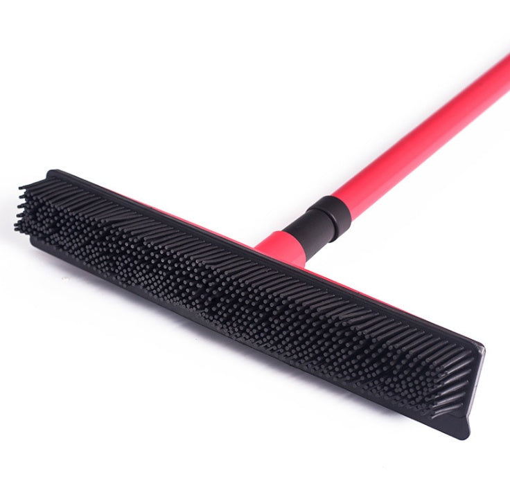 Pet Hair Removal Broom – Long Handle Rubber Floor Brush