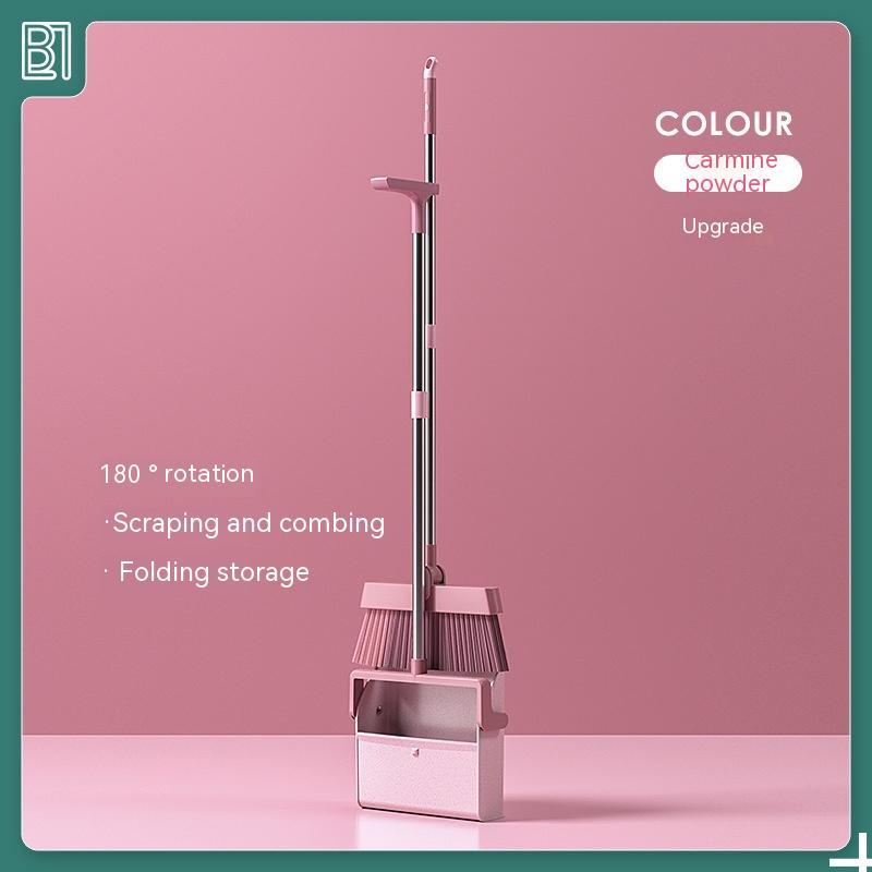 Standing Broom With Comb Teeth Dustpan Set