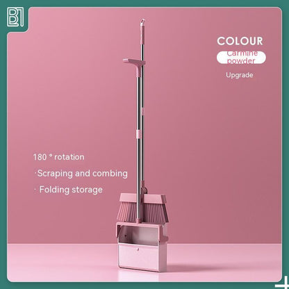 Standing Broom With Comb Teeth Dustpan Set