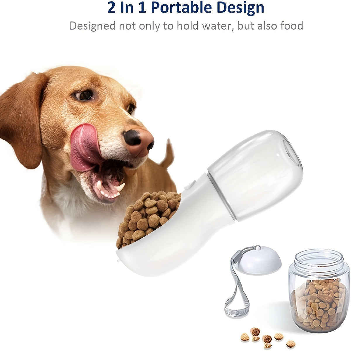 2 In 1 Dog Water Bottle, Leak Proof Portable Pet Water Bottle With Food Container