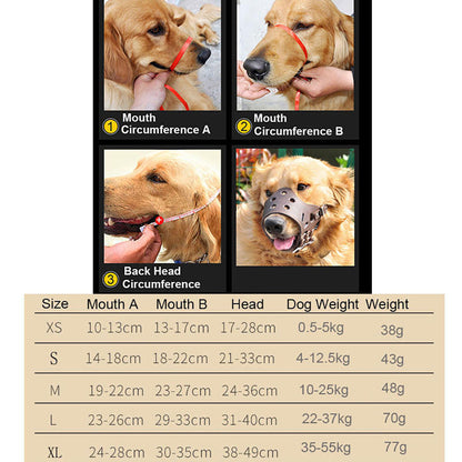 犬用口輪 レザー製 快適で安全な吠え防止口輪 小型・中型・大型犬用 通気性・調節可能 飲水・呼吸可能 首輪付き
