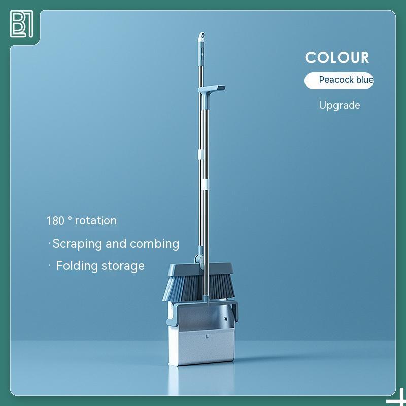 Standing Broom With Comb Teeth Dustpan Set
