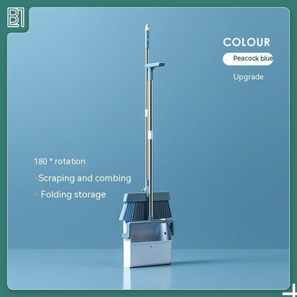 Standing Broom With Comb Teeth Dustpan Set