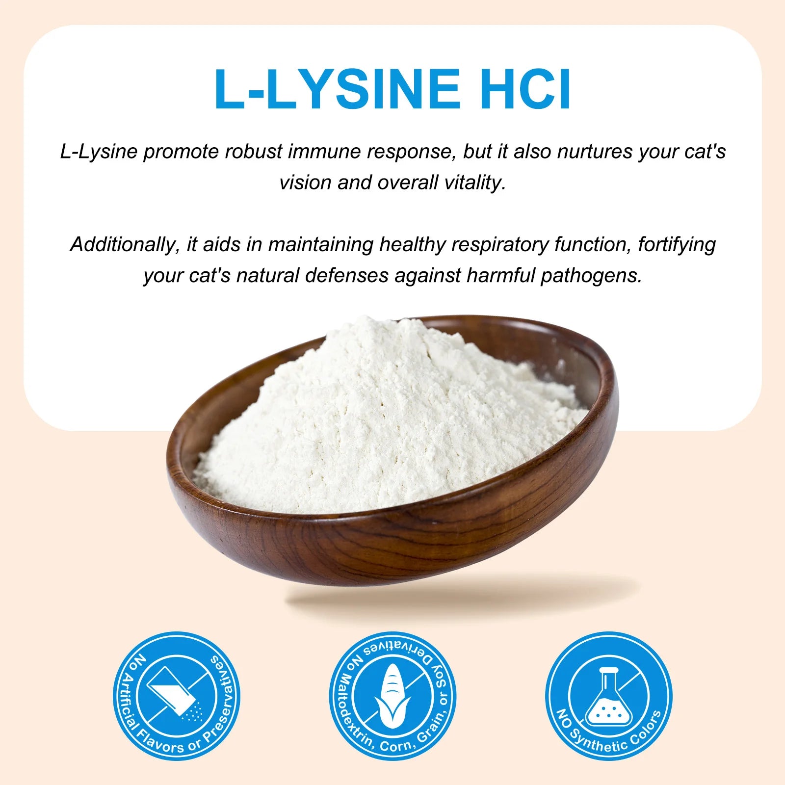 L-Lysine Supplement for Cats Supplement for Sneezing and Runny Nose, Cold Immune Support, Eye Function, and Respiratory Health