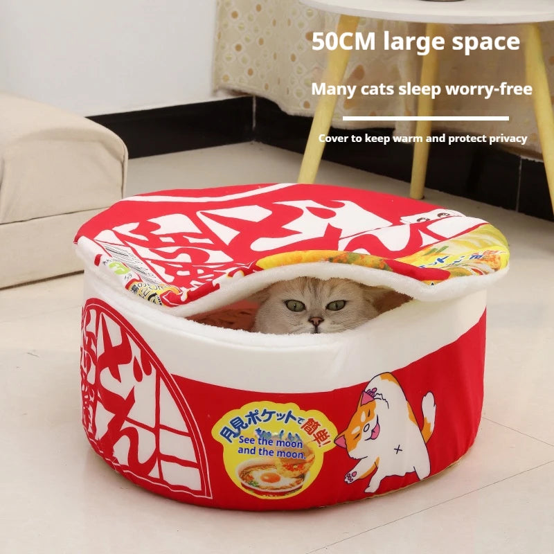 New Pet Dog Cat House Kennel Large Instant Noodle Warm Dog Cat Nest Beds Cushion Udon Cup Noodle Pet Bed Cozy Nest