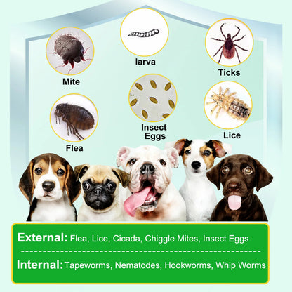 Flea and Tick Prevention 150 pcs Chewables Peking Duck Flavor Supplement for Dogs Oral Flea Pills Pest Defense All Breeds & Ages