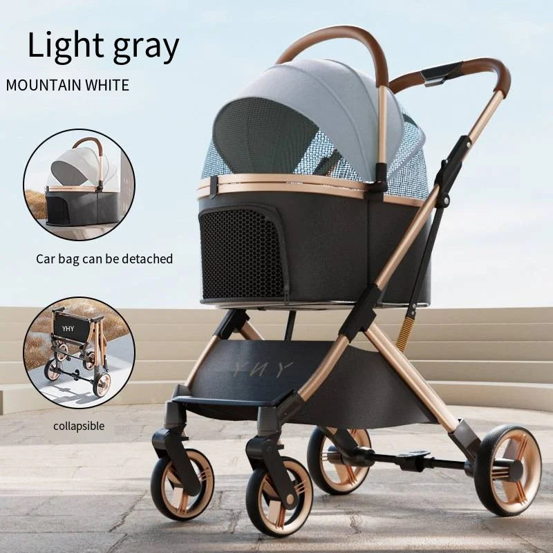 Separable High-end Pet Stroller with Multifunctional Bag Separation Ultra Easy To Carry One Click Collection Cat Dog Stroller