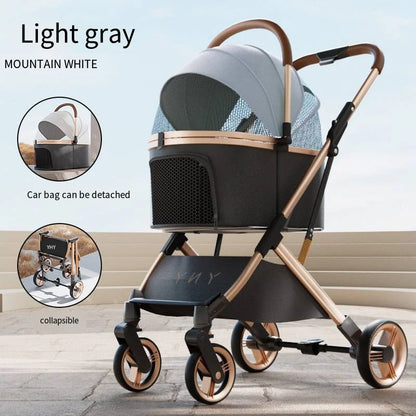 Separable High-end Pet Stroller with Multifunctional Bag Separation Ultra Easy To Carry One Click Collection Cat Dog Stroller