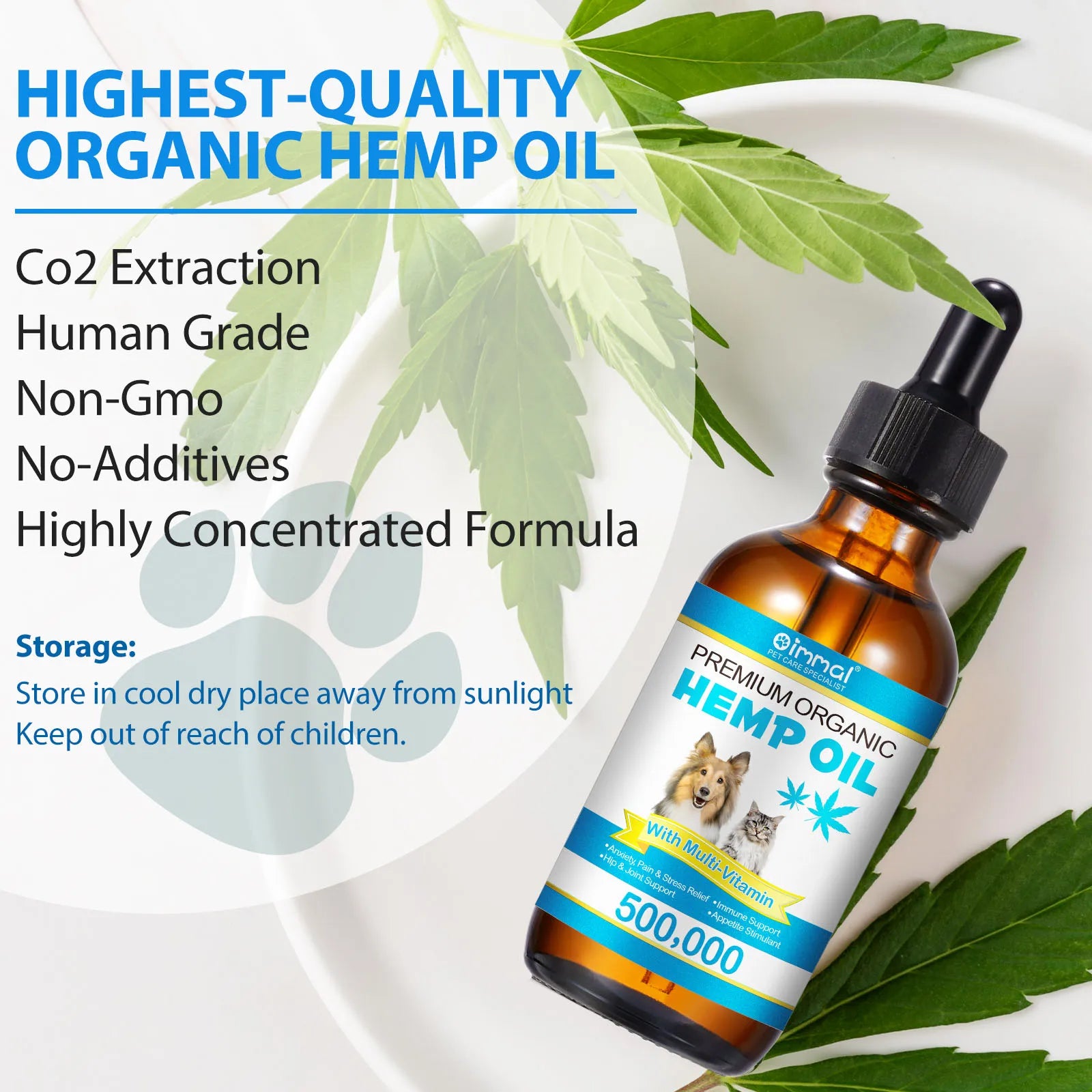 Premium Organic Oil with Multivitamin for Dogs Anxiety Pain & Stress Relief Hip Joint Support Immune Support Appetite Stimulant