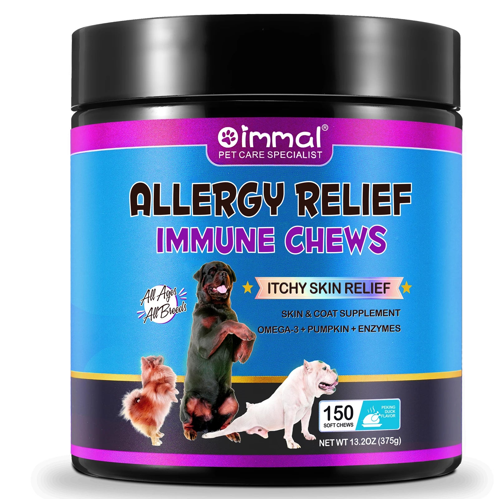 Dog Allergy Relief Chews Anti-Itch Skin & Coat Supplement Omega 3 Fish Oil