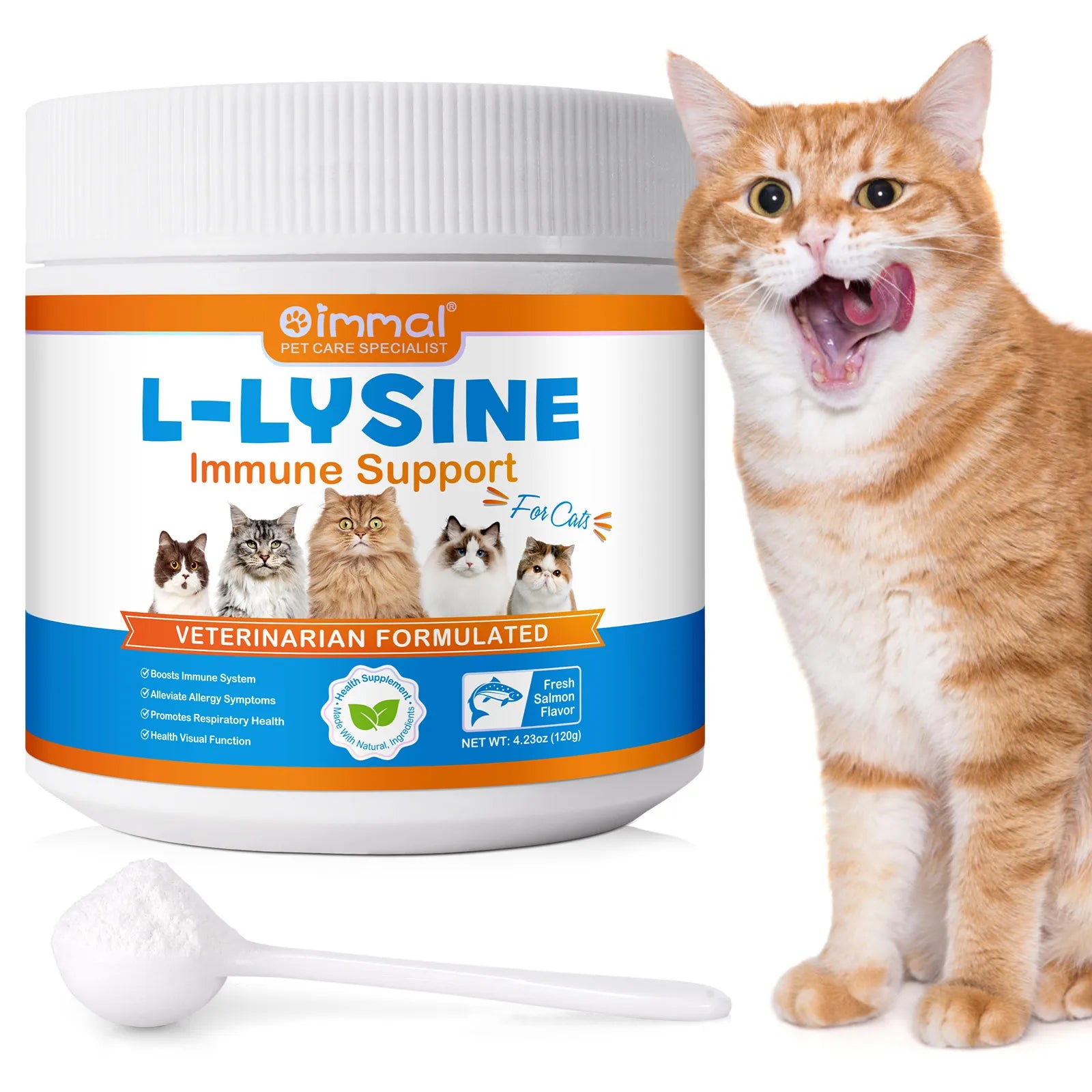 L-Lysine Supplement for Cats Supplement for Sneezing and Runny Nose, Cold Immune Support, Eye Function, and Respiratory Health