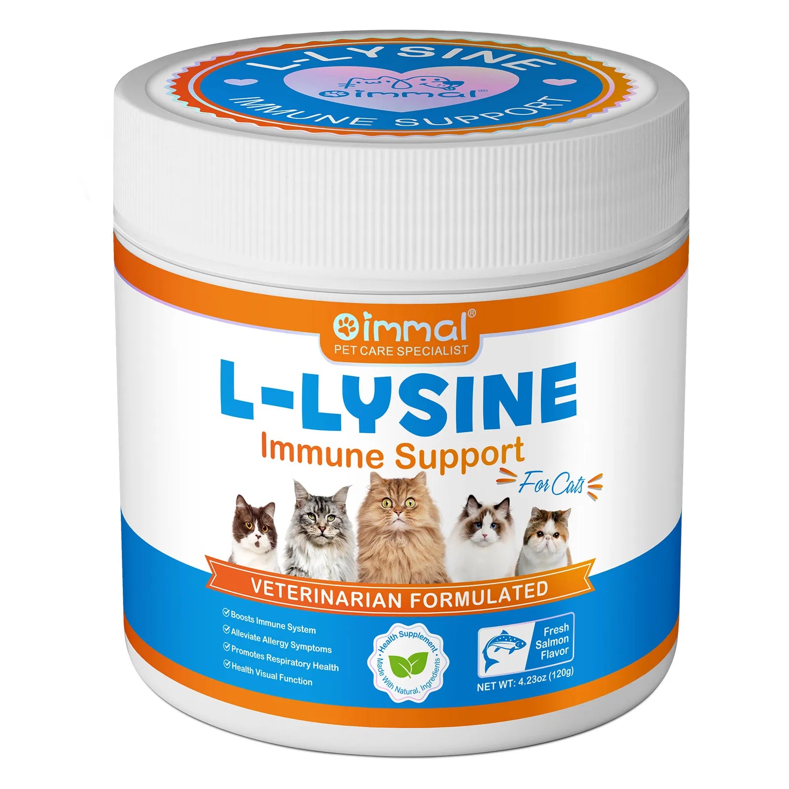 L-Lysine Supplement for Cats Supplement for Sneezing and Runny Nose, Cold Immune Support, Eye Function, and Respiratory Health