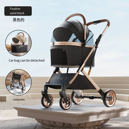 Separable High-end Pet Stroller with Multifunctional Bag Separation Ultra Easy To Carry One Click Collection Cat Dog Stroller