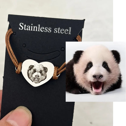 Custom Pet Portrait Bracelet For Women Personalized Dog Photo Stainless Steel Adjustable Pet Owner Lover Bracelet Gift Jewelry