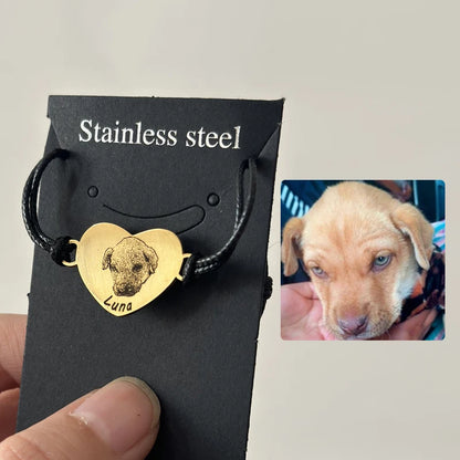 Custom Pet Portrait Bracelet For Women Personalized Dog Photo Stainless Steel Adjustable Pet Owner Lover Bracelet Gift Jewelry
