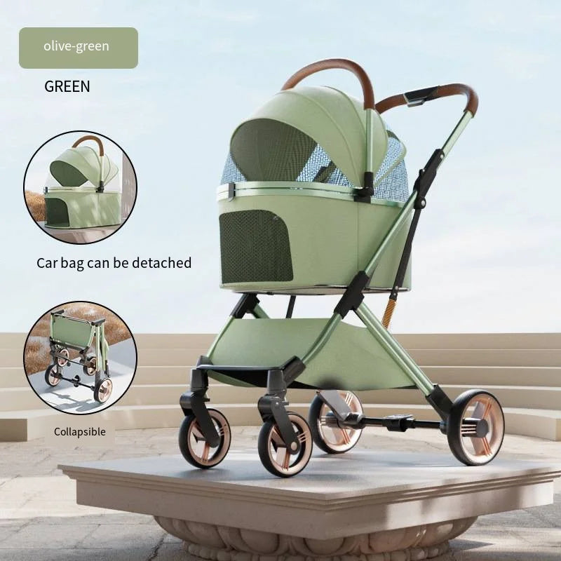 Separable High-end Pet Stroller with Multifunctional Bag Separation Ultra Easy To Carry One Click Collection Cat Dog Stroller