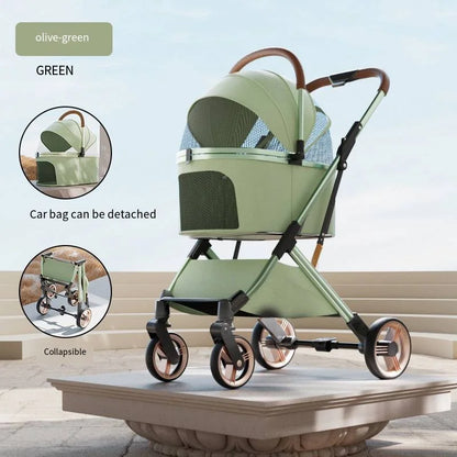 Separable High-end Pet Stroller with Multifunctional Bag Separation Ultra Easy To Carry One Click Collection Cat Dog Stroller