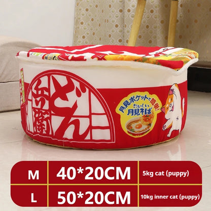 New Pet Dog Cat House Kennel Large Instant Noodle Warm Dog Cat Nest Beds Cushion Udon Cup Noodle Pet Bed Cozy Nest