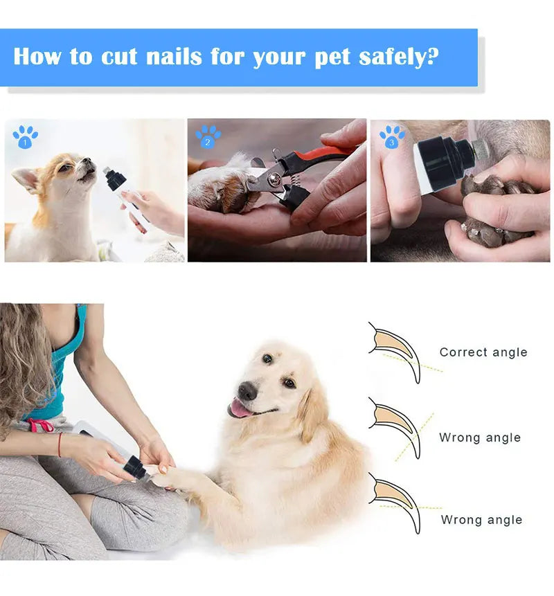 Rechargeable Dog Nail Grinders USB Charging Pet Nail Clippers Electric Dog Cat Paws Nail Grooming Trimmer Tools