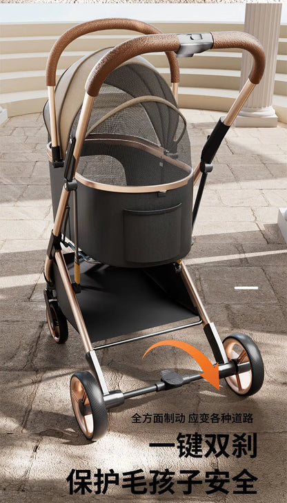 Separable High-end Pet Stroller with Multifunctional Bag Separation Ultra Easy To Carry One Click Collection Cat Dog Stroller