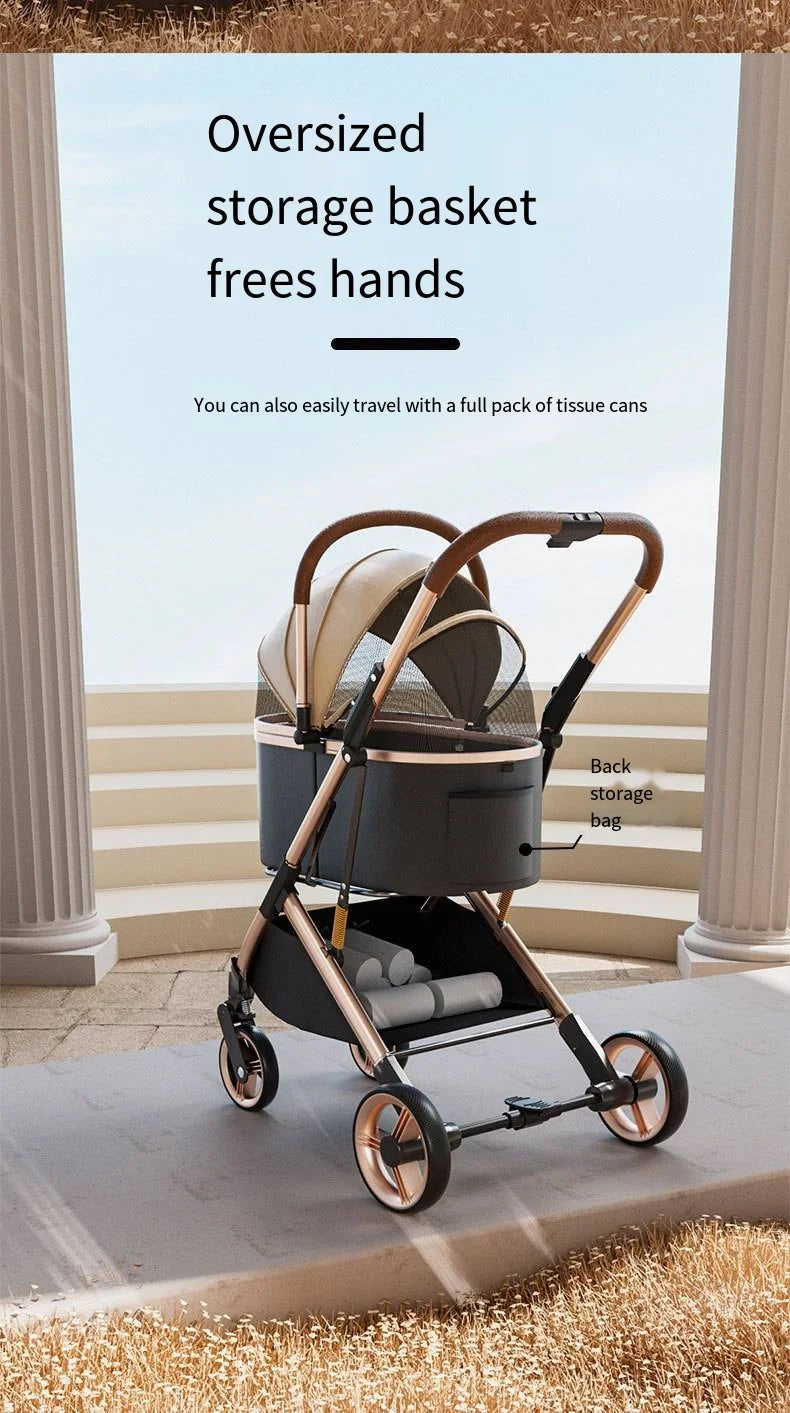 Separable High-end Pet Stroller with Multifunctional Bag Separation Ultra Easy To Carry One Click Collection Cat Dog Stroller