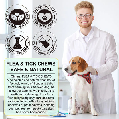 Flea and Tick Prevention 150 pcs Chewables Peking Duck Flavor Supplement for Dogs Oral Flea Pills Pest Defense All Breeds & Ages