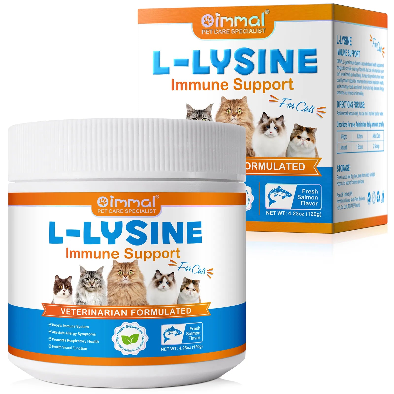 L-Lysine Supplement for Cats Supplement for Sneezing and Runny Nose, Cold Immune Support, Eye Function, and Respiratory Health