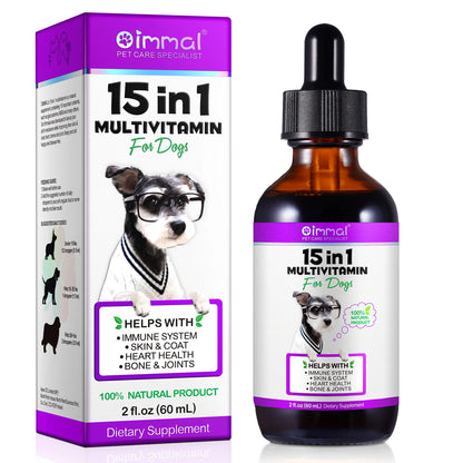 15-in-1 Vitamin Drops for Dogs Nutrients Comprehensive Nutrient Support Skin Coat Joint Bone Heart Immune System Boost Energy