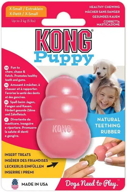 KONG Puppy - Natural Teething Rubber Chew Toy for Dogs  - Chew & Fetch Toy for Puppies - for Small Puppies - Blue