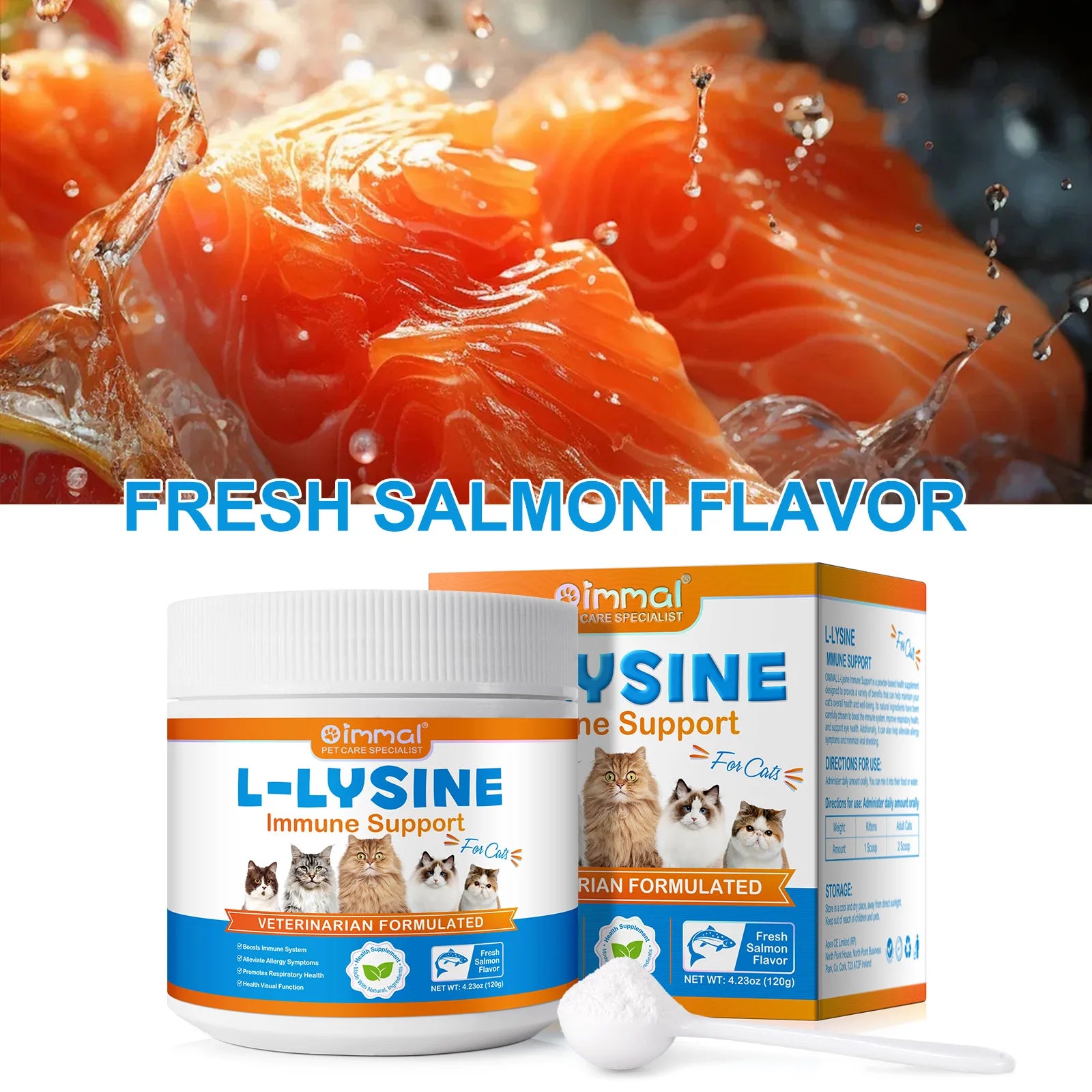 L-Lysine Supplement for Cats Supplement for Sneezing and Runny Nose, Cold Immune Support, Eye Function, and Respiratory Health