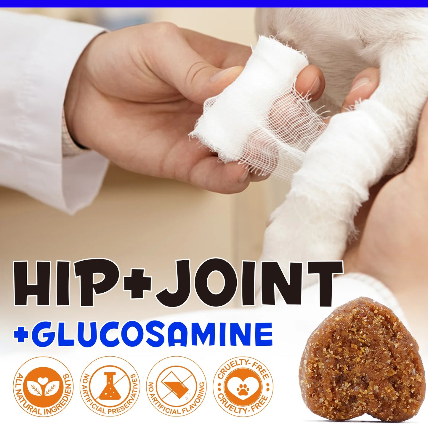 Hip and Joint Supplement for Dogs Glucosamine Joint Pain Relief Treats Chondroitin MSM Supplement Health Mobility Support Chews
