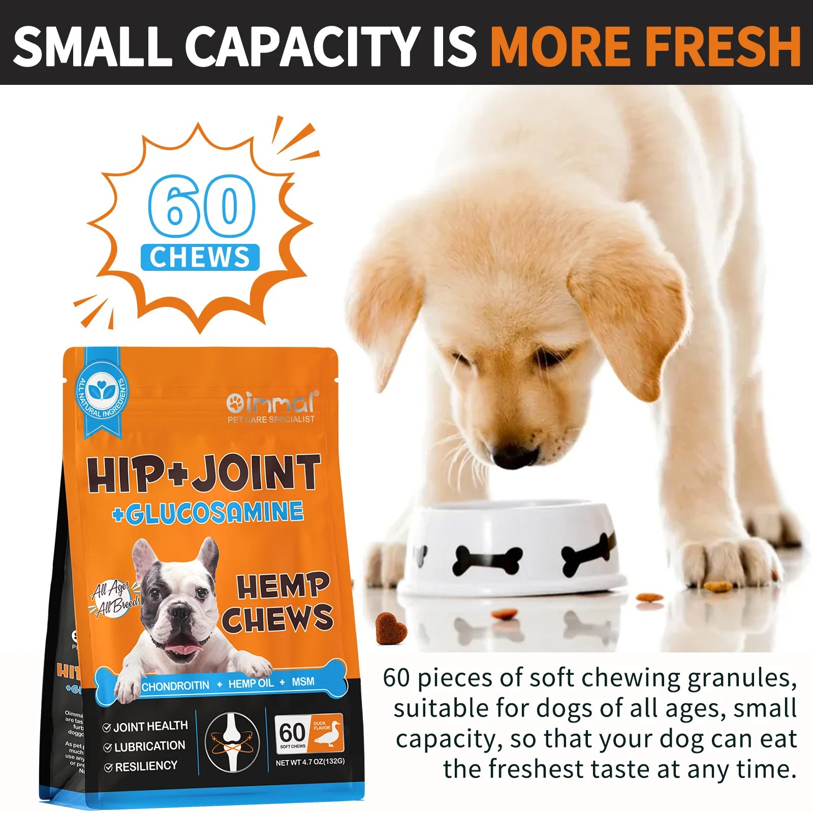 Hip and Joint Supplement with Glucosamine for Dogs 170 Dog Joint Pain Relief Treats Chondroitin MSM Dog Joint Supplement Health