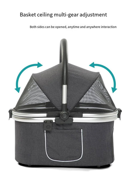 2025 New Dog Stroller with Double Layered Upper and Lower Compartments, Large Space for Pets, Multiple Cats, Dogs, and Dogs Cart