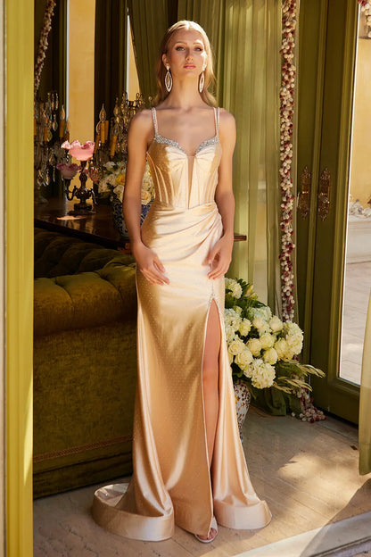 Elegant Beaded Embellished A-Line Long Formal Prom Evening Gown GLGL3538